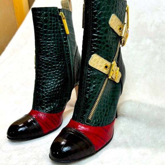 Luciano Padovan Italian Stylish Authentic Crocodile Skin Heeled Boots Size 36 - Picture 2 of 16